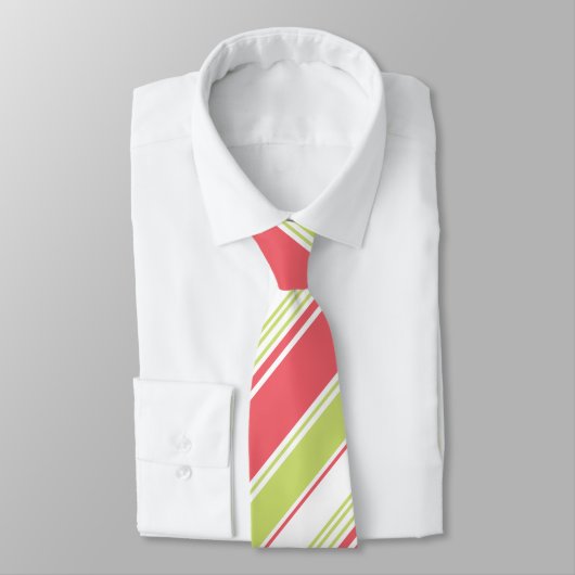 Cravate Grandes lignes modernes rose et vert (Attaché)