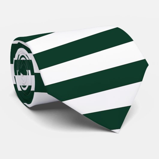 Cravate Grandes vertes foncées et blanches (Roulé)