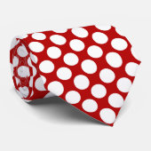 Cravate Grands rétros points - blanc et rouge (Roulé)