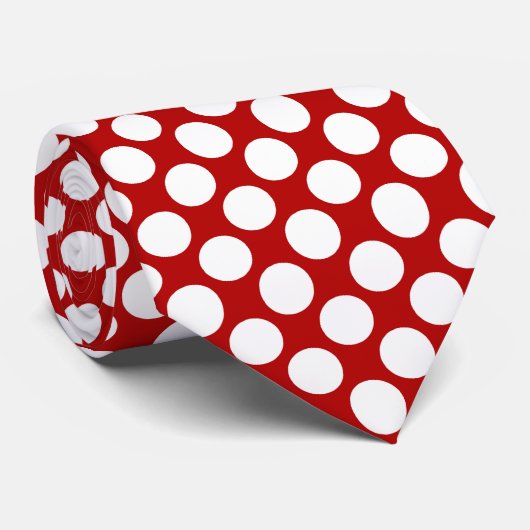 Cravate Grands rétros points - blanc et rouge (Roulé)