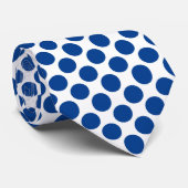 Cravate Grands rétros points - bleu et blanc de cobalt (Roulé)