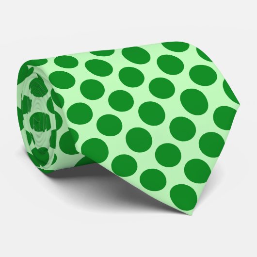 Cravate Grands rétros points - émeraude et vert en bon (Roulé)