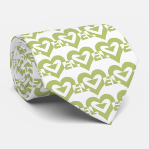 Cravate Graphique d'amour cool, Vert Sage
