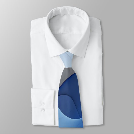 Cravate Graphique d'art fractal gris bleu Abstrait moderne (Attaché)