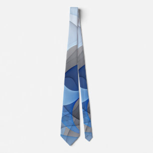 Cravate Graphique d'art fractal gris bleu Abstrait moderne
