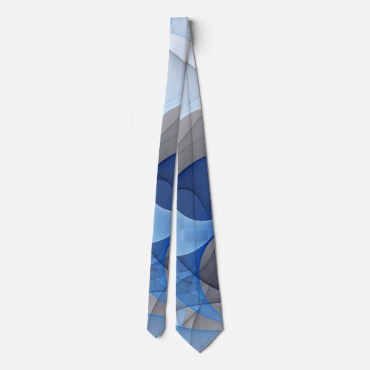 Cravate Graphique d'art fractal gris bleu Abstrait moderne (Dos)