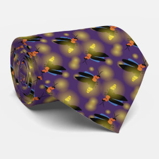 Cravate Graphique de lucioles sur violet