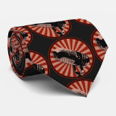 Cravate Graphique de microphone rétro en rouge (Roulé)