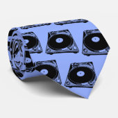 Cravate Graphique de Tourne-disque rétro en noir (Roulé)