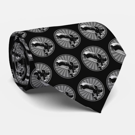 Cravate Graphique Microphone rétro (Roulé)