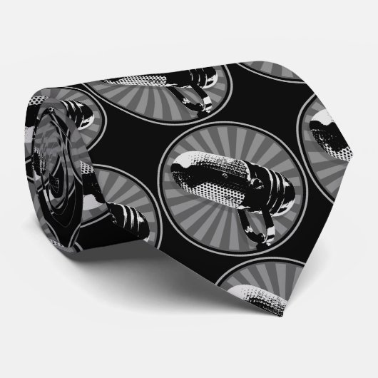 Cravate Graphique Microphone rétro (Roulé)