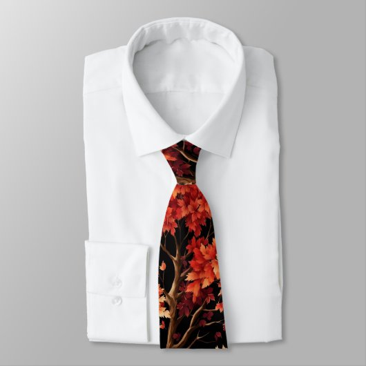 Cravate Graphique Motif sans couture Red Fall Maple Tree (Attaché)
