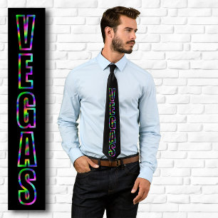 Cravate Graphique néon vertical VEGAS Noir