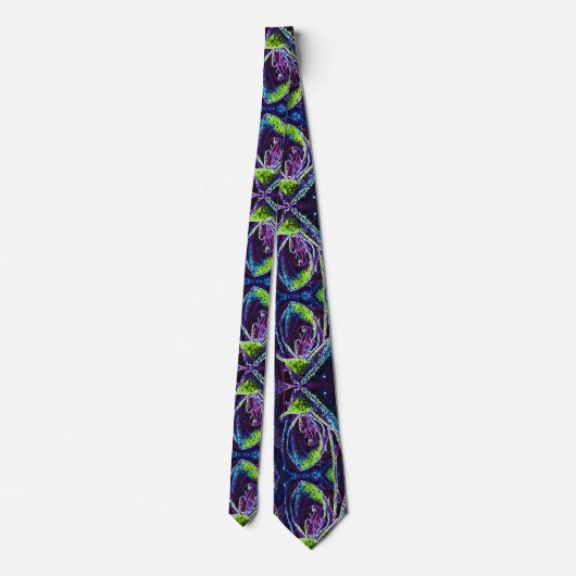 Cravate Graphisme noir blanc bleu et vert Rose détails (Dos)