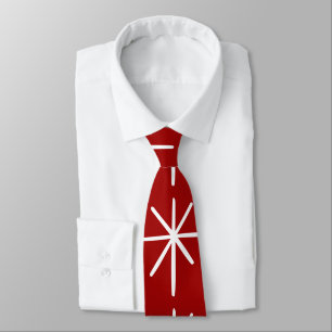 Cravate Gras Christmas Star MOD Mid-Century Red Snowflake