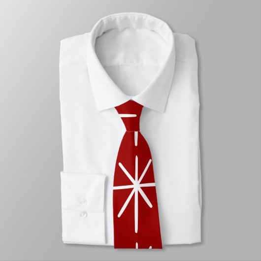 Cravate Gras Christmas Star MOD Mid-Century Red Snowflake (Attaché)