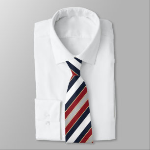 Cravate Gras Classique Navy Rouge Blanc Rayure Bonbon