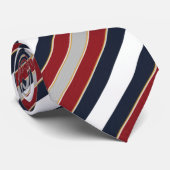 Cravate Gras Classique Navy Rouge Blanc Rayure Bonbon (Roulé)