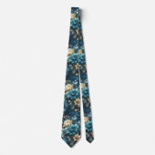 Cravate Gras en bleu et florale de crème délicate (Devant)