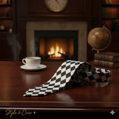 Cravate Gras noir et blanc Chevron Motif classique