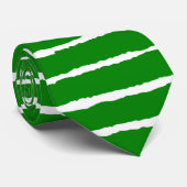 Cravate Gras Rough Stripes - Vert sur Blanc (Roulé)