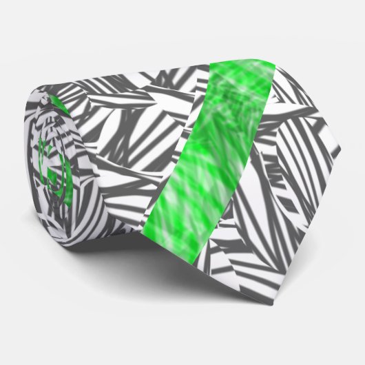 Cravate Gravata com traços preto e detalhe verde (Roulé)