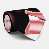 Cravate Gravures ou ruban noir et saumon détruit sur blanc (Roulé)