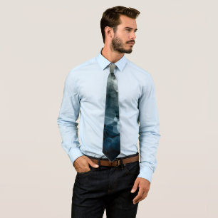 Cravate Gray & Blue Abstract Bokeh Pattern Men's Tie