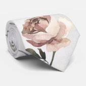 Cravate Gray & Blush Roses Ranunculus Dahlias Wedding (Roulé)