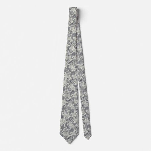 Cravate Gray Floral Cashmere Pattern (Devant)