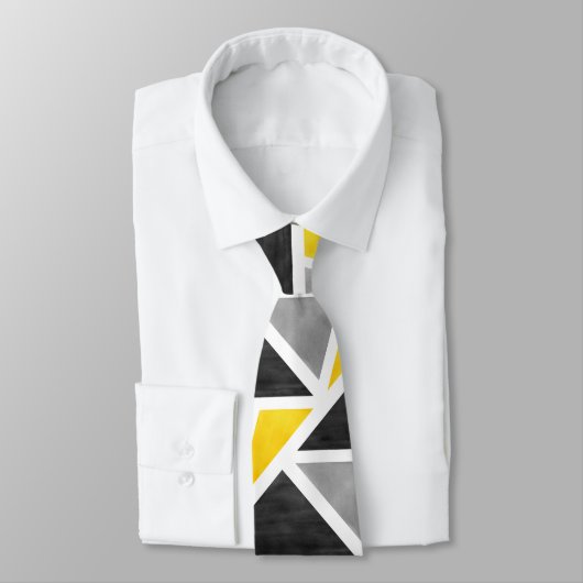 Cravate Gray jaune blanc Abstrait (Attaché)