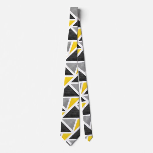Cravate Gray jaune blanc Abstrait (Devant)