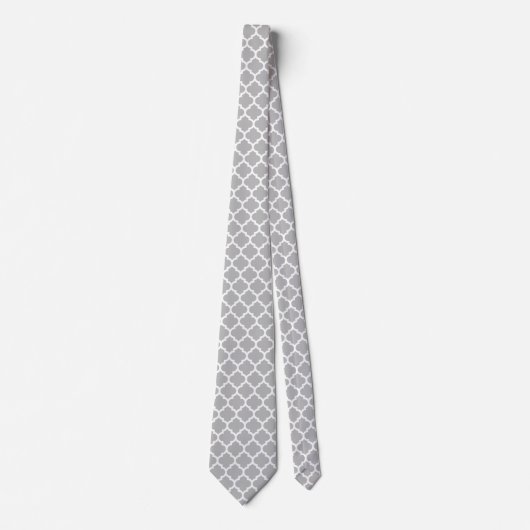 Cravate Gray White Moroccan Quatrefoil Pattern #5 (Devant)