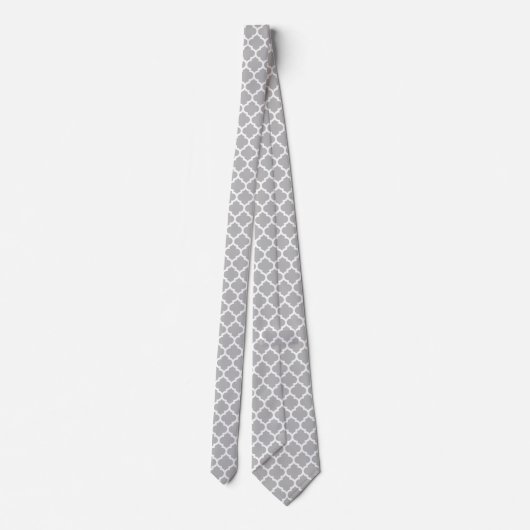 Cravate Gray White Moroccan Quatrefoil Pattern #5 (Dos)