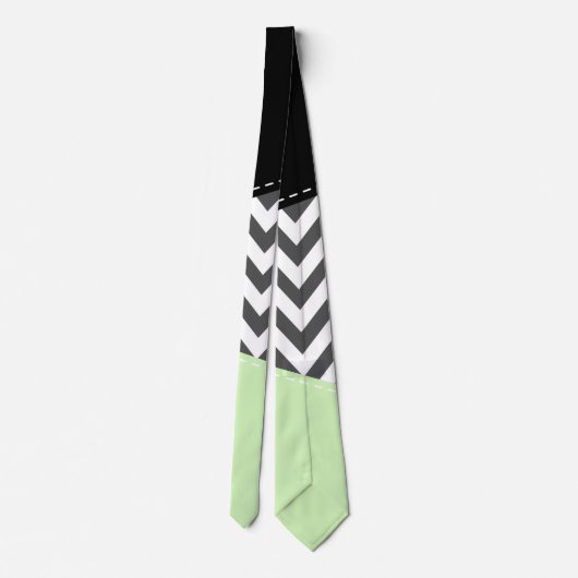 Cravate Gray Zigzag, Gray Chevron, Zigzag Pattern, Mint (Dos)