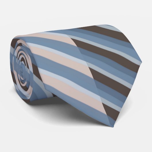 Cravate Grayish Blue Stripes On A Split Tan And Brown (Roulé)