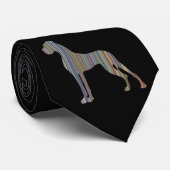 Cravate Great Dane Illustration couleurs pastel bordées (Roulé)