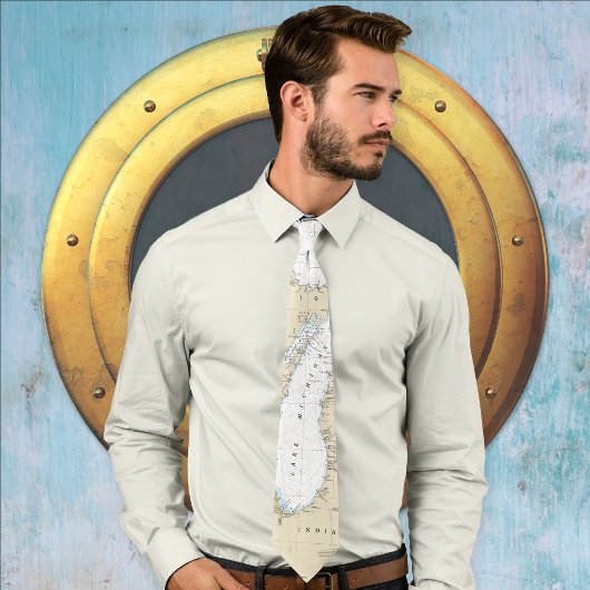 Cravate Great Lake Michigan Authentic Carte Nautique