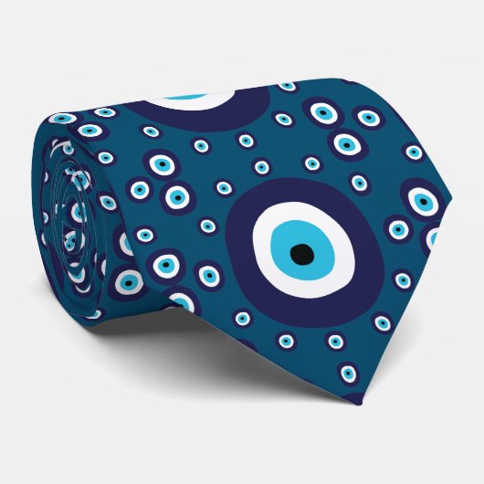 Cravate Grec Turc Mal Oeil Marine Bleu foncé (Roulé)