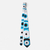 Cravate Grecs mal yeux motif bleus et gris (Dos)