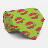 Cravate Green and Red XOXO Kissing Lips (Roulé)