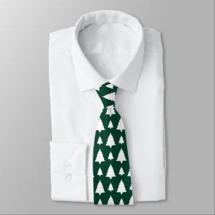 Cravate Green And White Fir Christmas Tree Pattern