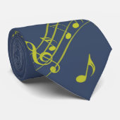 Cravate Green Blue Musical Notes (Roulé)