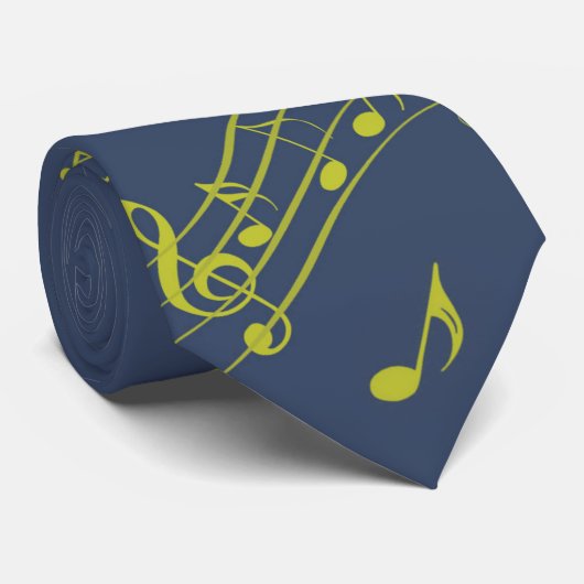 Cravate Green Blue Musical Notes (Roulé)