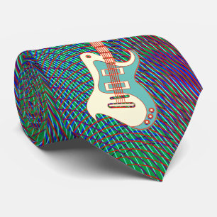 Cravate Green Electric Guitar trippé vintage rétro Pop Art