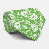 Cravate Green Floral Pattern Custom Necktie (Roulé)