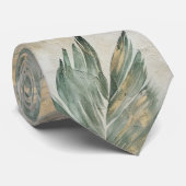 Cravate Green Glam Chic Gold Tropical Feuilles (Roulé)