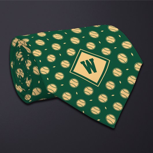 Cravate Green Gold Baseball Icon Necktie
