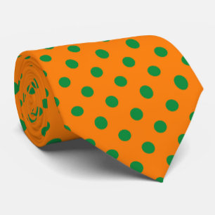 Cravate Green On Orange Pois Design Motif