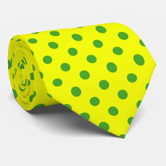 Cravate Green On Yellow Polka Dots Pattern Design